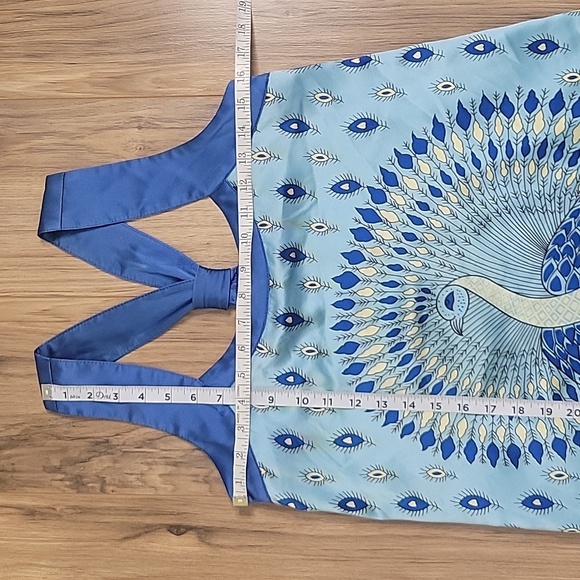 Voom by Joy Han Blue Peacock  Silk Tank Style Dress - Picture 7 of 15